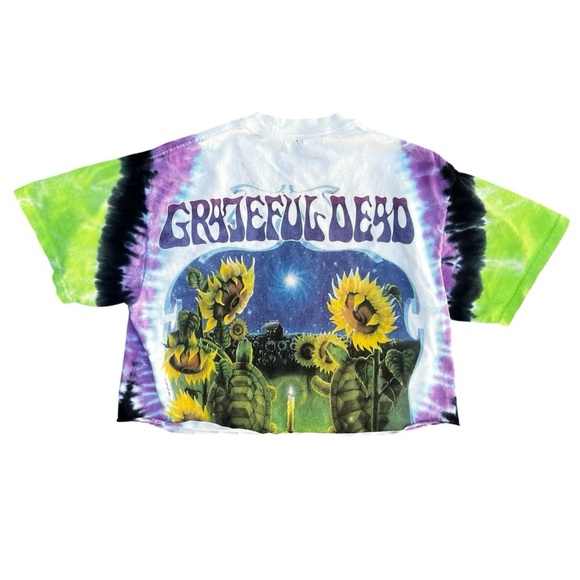 Grateful Dead Cropped Tie Dye Short Sleeve Tee Shirt Medium Sunflowers - Picture 6 of 9